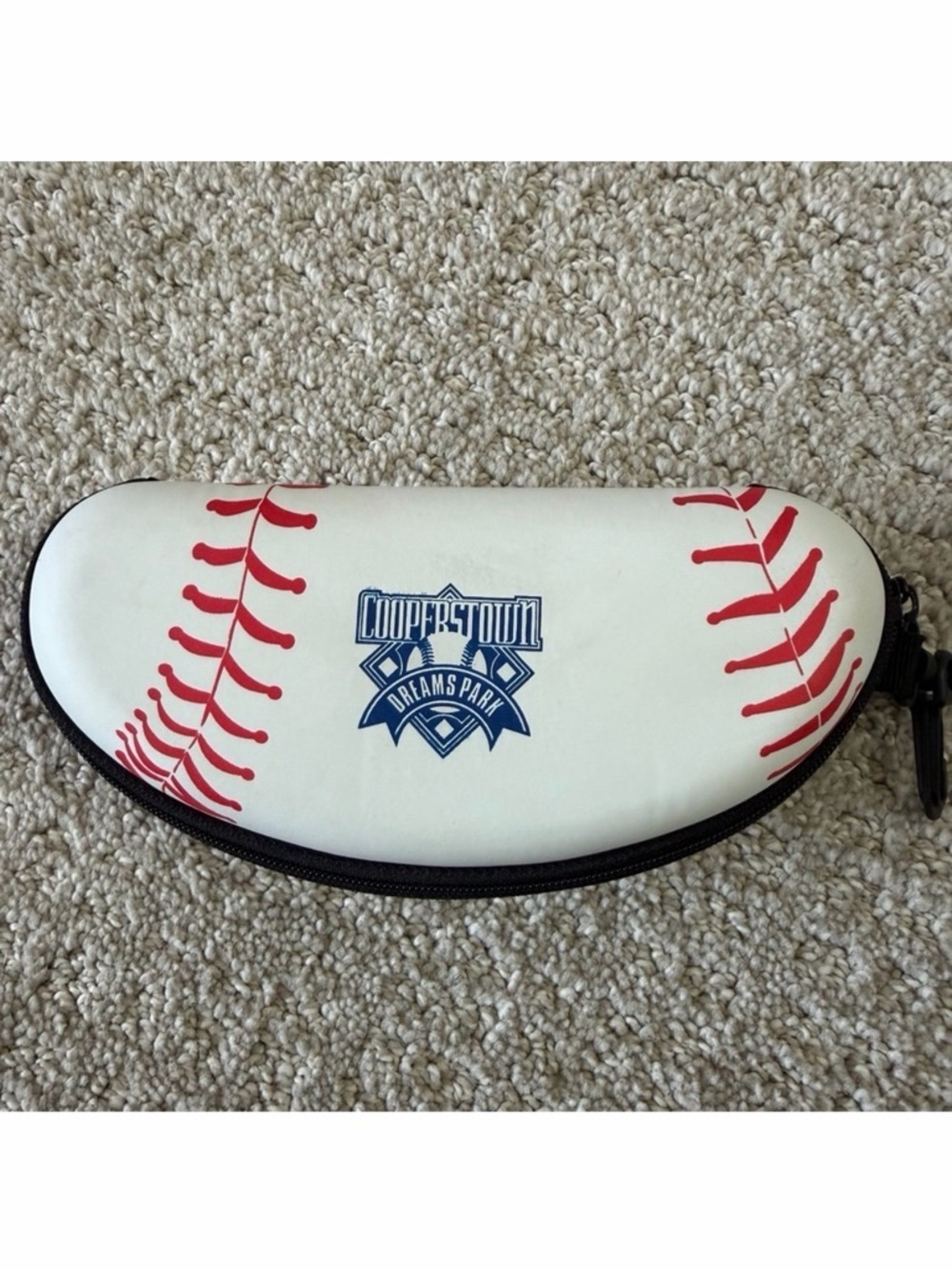 Cooperstown Dreams Park Baseball Sunglasses Holder White Red Stitching CASE ONLY